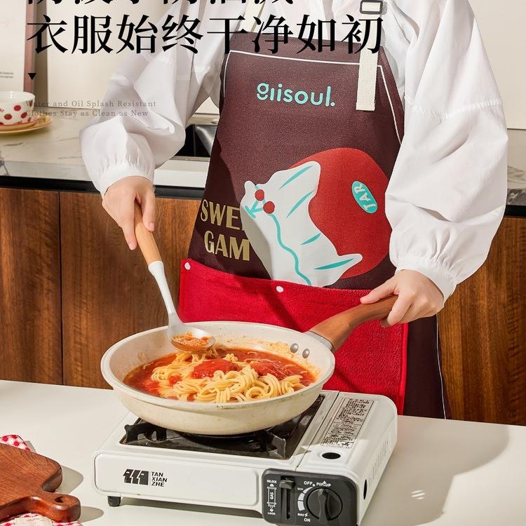 可擦手围裙厨房家做用2025新款防油防水罩女颜值年轻款高饭衣F998