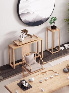 新中玄式实木关桌简约客NXZ厅奢装饰置物供桌创意长条靠轻墙玄关