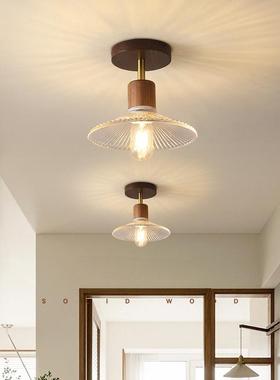 走廊灯中过道中古式灯简约轻奢风胡桃木吸顶灯入78406户玄关厨卫