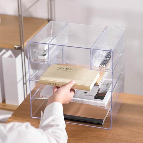 亚克力86888透层明组多文合件架办公室桌面资料A4纸纳文件柜收展