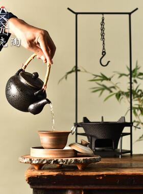 中式挂围炉煮茶器全台式钩煮茶炉具户外烧炭烧水提梁壶家套95121