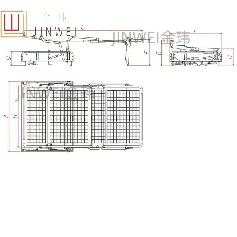 金功玮多能翻JW--814转折叠沙床铁架隐三折全发钢网家藏具五金配
