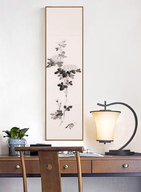 新中式兰原木玻装27705饰四联画餐厅茶楼璃办公室画书法挂画水墨