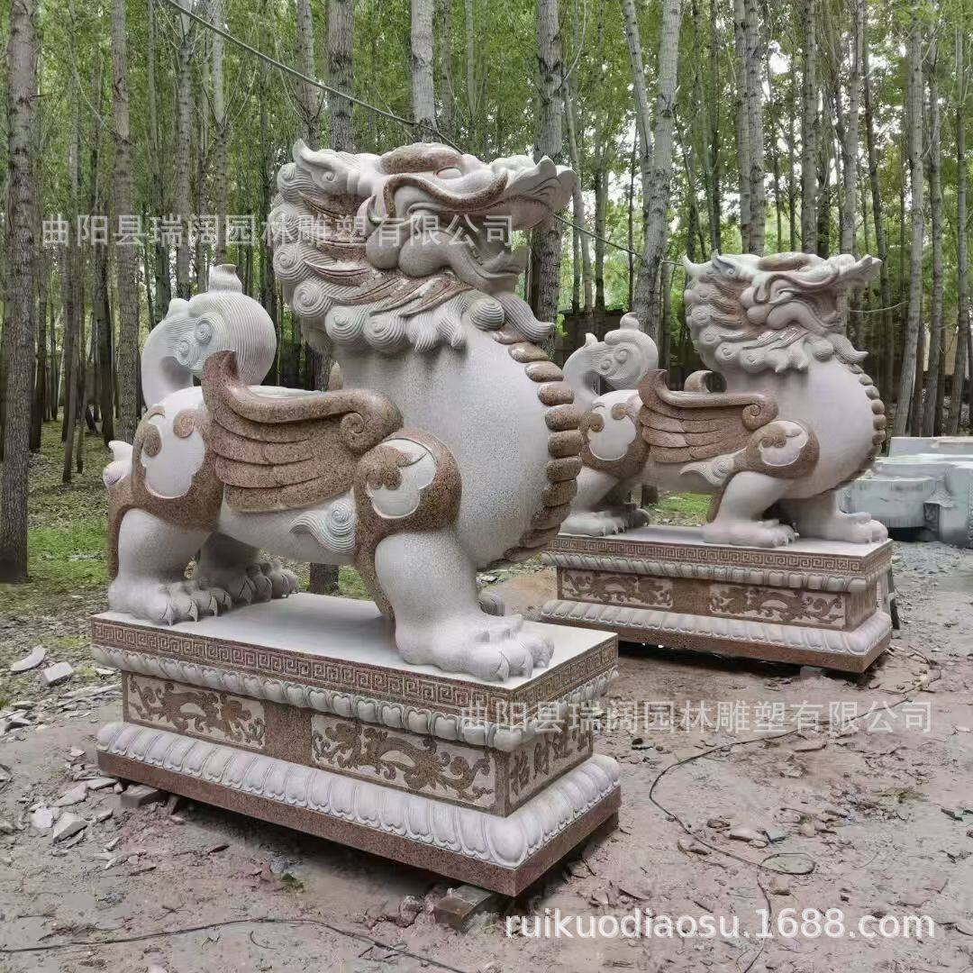 大型石头貔貅一对公司庭院大门看门青石花岗岩石雕摆件雕刻天然石