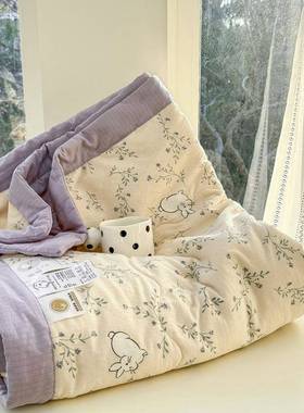 夏季感针织碎棉棉花被夏可机洗单双人宿WNE被舍民宿小花清新云款