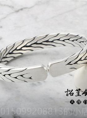 正品九股织纯手炼手工编织捻999纯银男编女夫妇泰式银手炼开银口