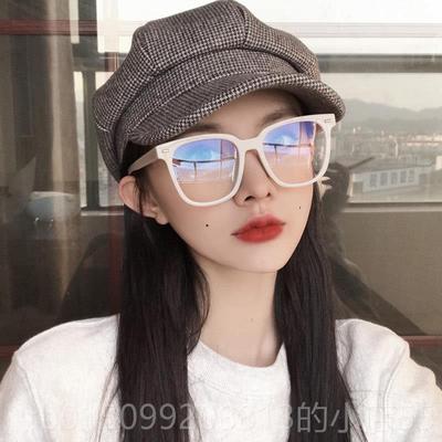 正品大框眼镜女网红i镜ns防射大脸显韩版潮灰白色眼框复古平辐光