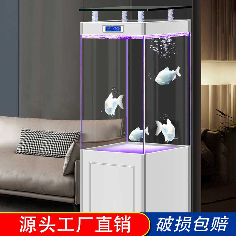 源头工厂2026新款智能金晶超白玻璃龙鱼缸大型客厅家用中型水族箱
