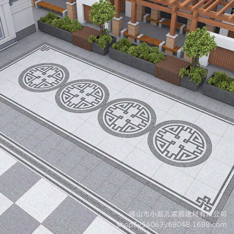 新中式寓意福气满满别墅拼花地砖小院庭院瓷砖无限拼花地铺石防滑