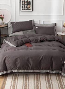 高档全棉简约床上四件20x242纯棉2套x2.3被套2.02x2.4米1.8m床北