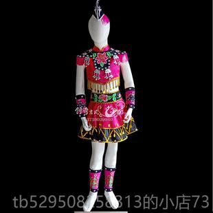 正品高端订家手工彝妞妞舞舞蹈服装 少数民族彝族做独演出服装