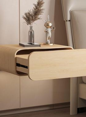 全木悬EXV浮头柜床边柜极简风网红实柜储白色悬挂轻奢挂床墙物床