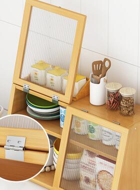 家用实木带防尘调味柜厨物220328房门多层储柜落地碗柜收纳柜桌子