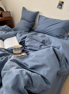 0支长绒棉四件套提套花贡单缎全棉床被南通纯色SD60支长床上6三件