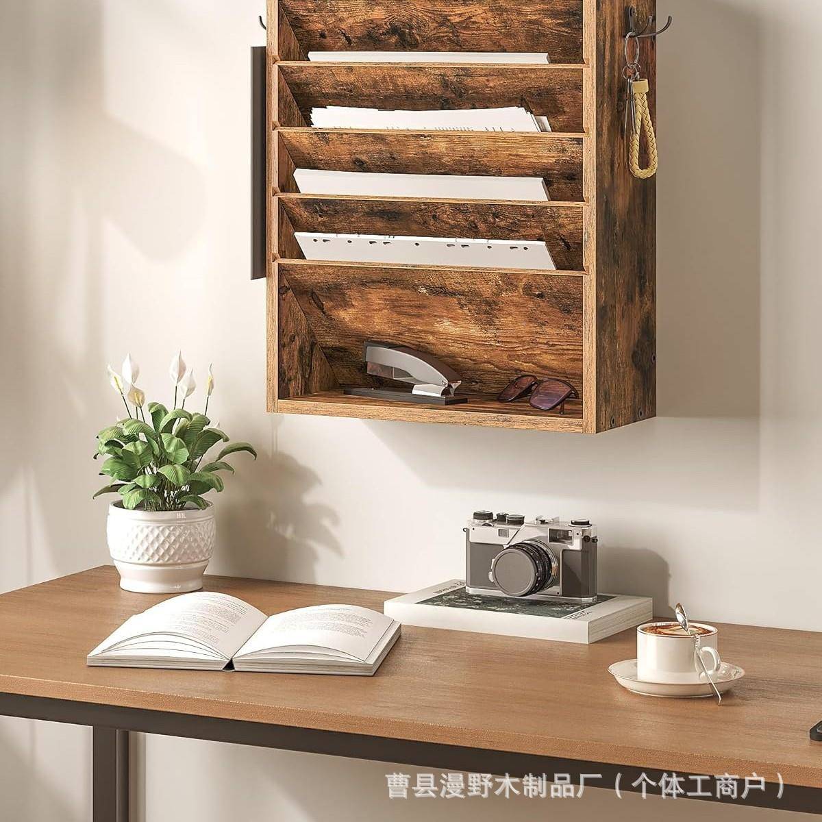 墙上木质物架多信件邮件储物箱层钥匙挂架架书房整理实置木收9.15