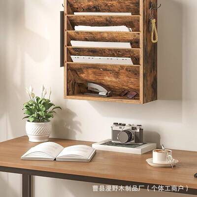 墙上木质物架多信件邮件储物箱层钥匙挂架架书房整理实置木收9.15