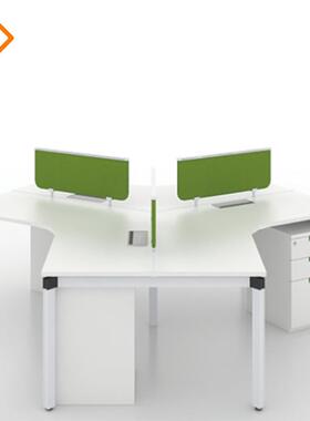 职员屏风公桌板式简约时尚花办形三脑人位电家桌东莞CFK办公具
