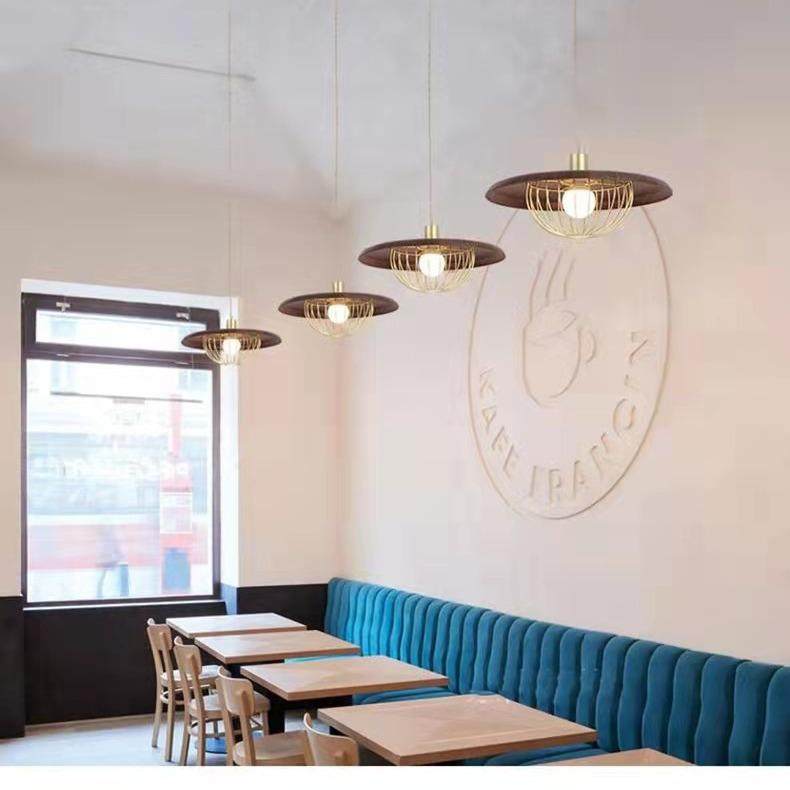 简约现个黑胡桃实木头卧室代床吊灯中式网红吧台餐性厅橱274窗艺