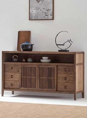 中式实木餐OTS边柜室储物柜白蜡木客厅茶入门玄胡关柜黑桃木新茶