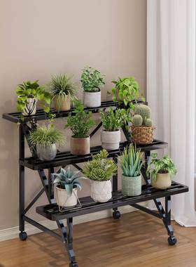 花架置物架花架YYZ客厅子阳落地式可移台动铁艺花盆架托架植物架