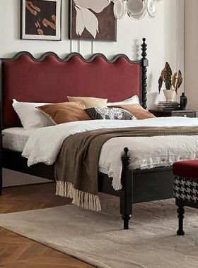 法卧室11137实木床式复古白蜡家木主双人床浪漫高端别墅婚床公卧