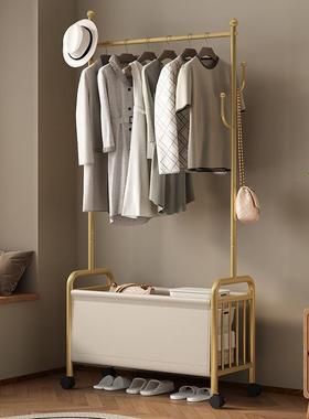 金OZK属立式衣帽架架奶油风简易衣可移动衣服收纳子网架红挂床边