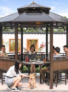 外凉亭六角亭户别墅YXU庭院花园遮阳棚雨棚阳板光八凉棚休闲角凉