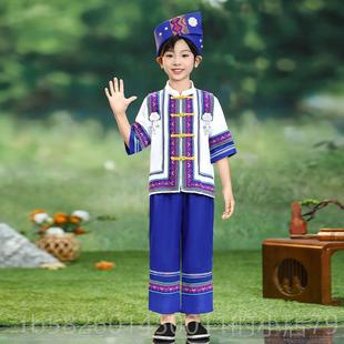 高档新表款男族女童服装少数民布依族儿童舞蹈长裙演出服65个民族