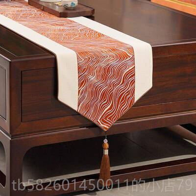 高档骆易家新中式桌旗轻奢高端茶桌垫布禅意茶台桌茶布几长茶茶条