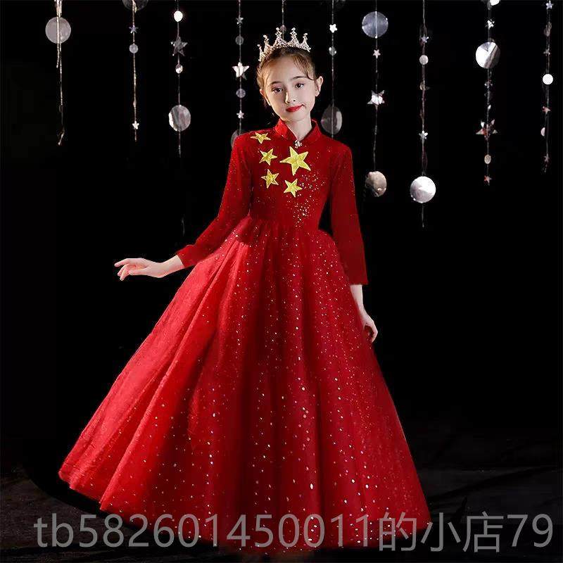 高档女童高礼服儿童公主裙洋气主持人朗诵演出孩服小女合唱指挥端