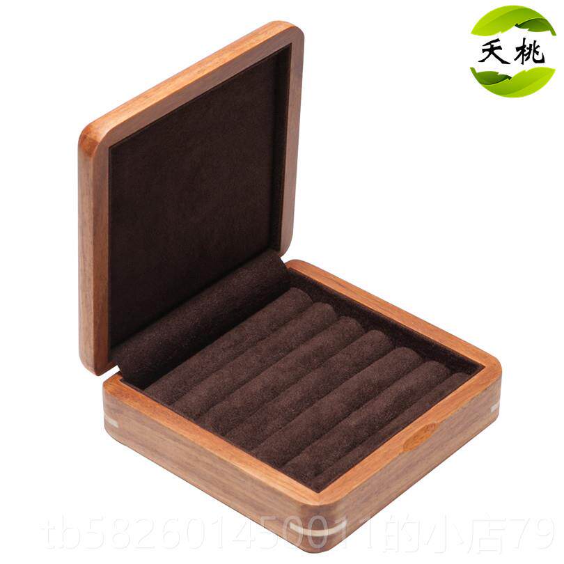 高档夭桃（饰品）洲梨花木紫非纯实木男士袖扣收檀纳盒戒指耳针首