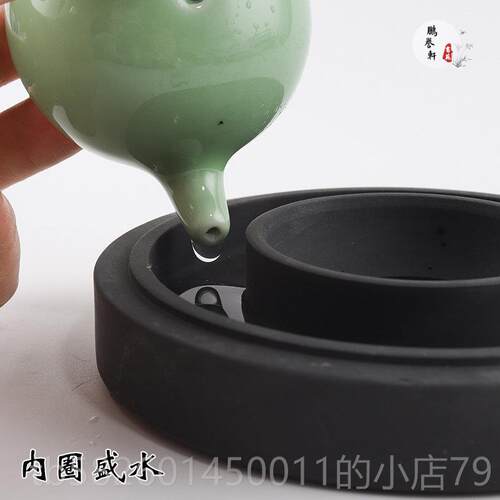高档创意火锅砚五寸双台圈带盖保防湿墨蒸发不干砚台天然原石学生