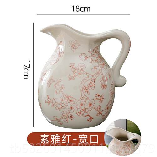 高档覆古牛包奶花盆瓶饰青花瓷壶高端陶瓷小花瓶客厅插花水培挎陶
