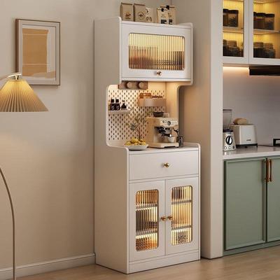 2025实木餐边柜家用一体靠墙厨房橱柜现代简约中古风窄柜家用VSa