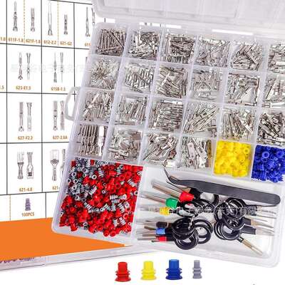 跨境660PCS盒装铜公母接插件汽车连接器插针压接端子1-6.3mm