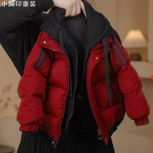 外套棉服男童加厚假两件小孩棉衣 保暖冬装 20252025冬季 新款