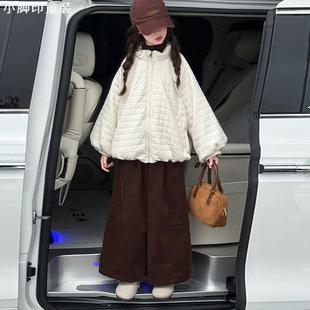 洋气儿童秋冬加厚灯芯绒裤 20252025新款 韩版 棉衣套装 子两件套 冬装