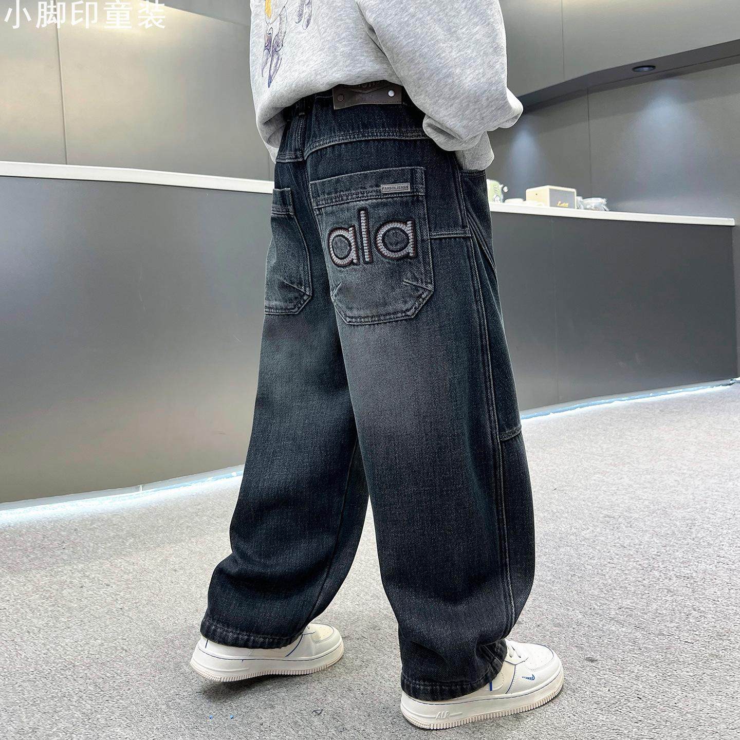 加绒牛仔裤男童冬季保暖裤