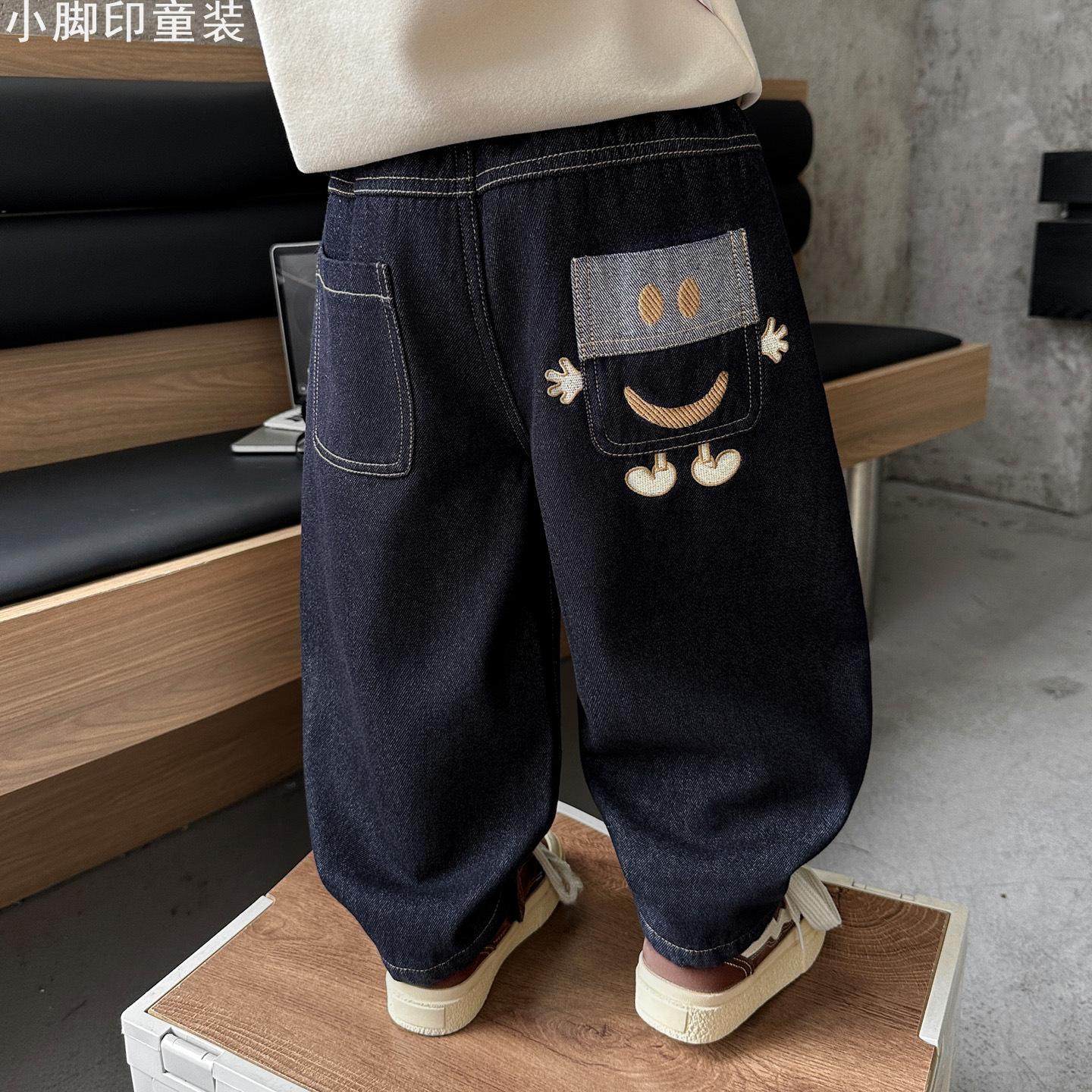 儿童一体绒牛仔裤男童直筒长裤