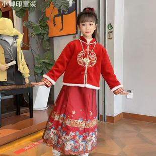 B类冬季女童3岁刺绣唐装中国传统服饰温暖舒适