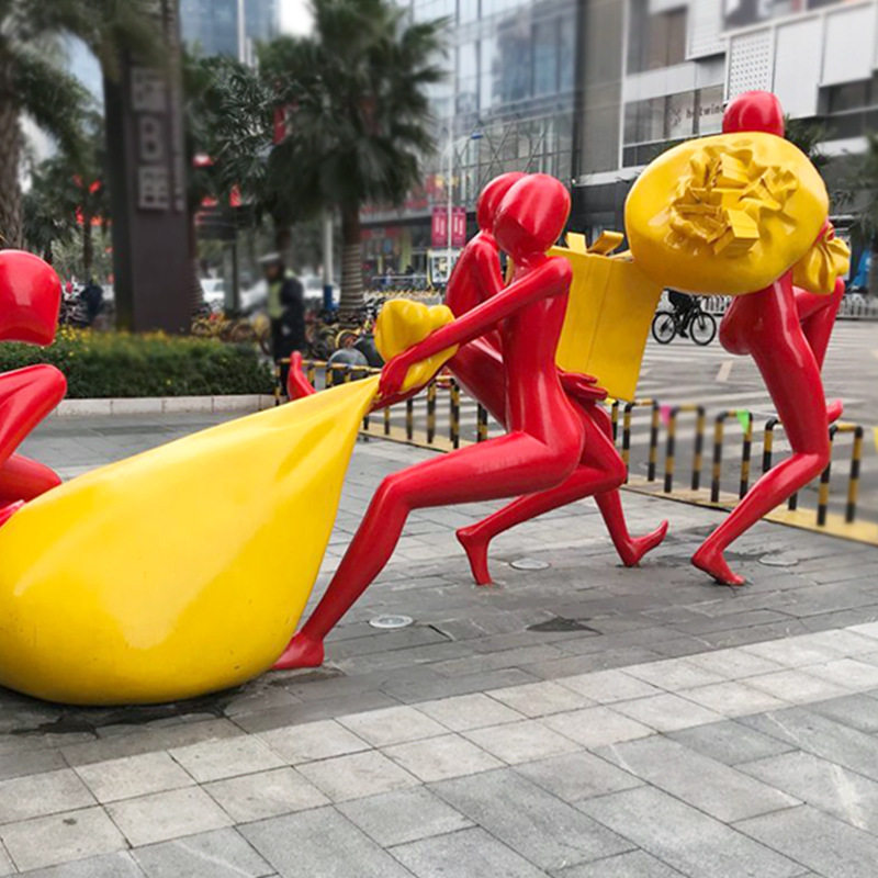 公园商场玻璃钢树脂活力奔跑雕塑