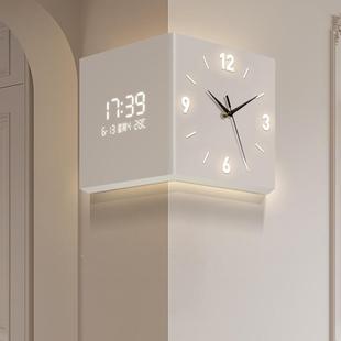 客厅转角钟万2年F98M9ST9历电子钟时05新款双面挂钟创意壁灯拐2角