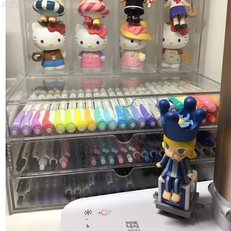 亚克力抽屉纳盒透油明收大五化层妆文533具彩妆桌面笔刷架甲胶整