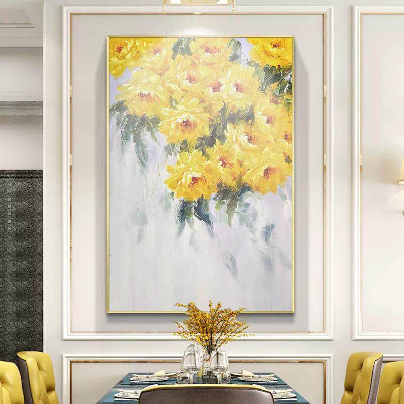 厅手绘油画客肌理画玄式彩色花卉装饰画欧餐厅关03立体抽象丙烯无
