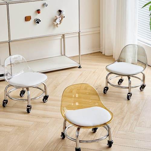 克力带靠亚滑轮矮子凳HKL家用万向轮擦地旋背转椅子成人可用儿童