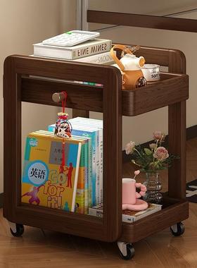 全实木童蒙氏包架书桌包旁桌下可移儿动书架收纳小推车放书置VYT