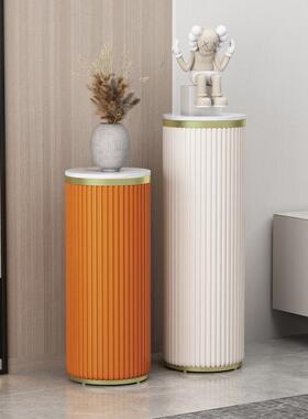 新款网OJM红岩板花落架旁地式轻奢客厅家用花装饰电视圆形架子置