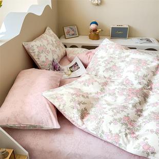 可爱卡通全棉四件套清小新纯品上棉如约宿舍床条纹被套床单人床三