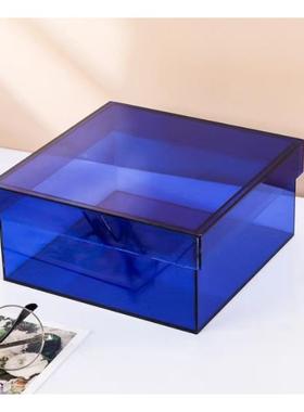 hzg76086现几代约创意蓝色饰品摆件样板房售处楼桌面简茶几书架茶