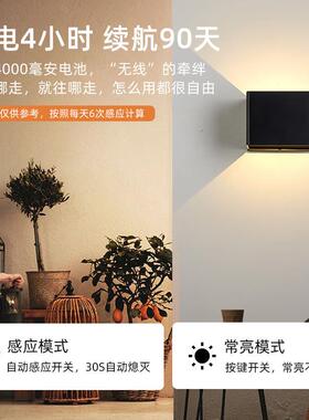 卧应现代智能LED壁灯人体感免打孔免布线电磁吸充室楼梯759过道起